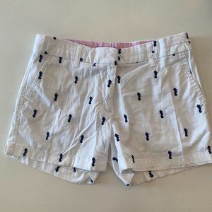 British Khaki - White and Navy Cotton Blend Shorts